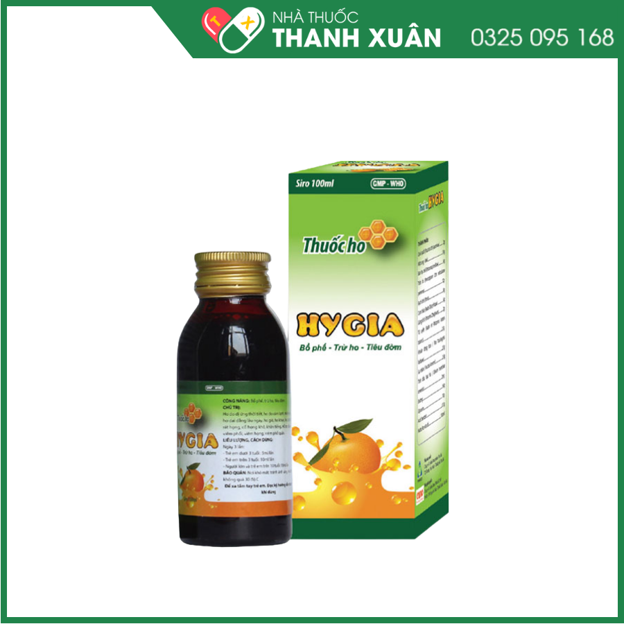 Thuốc ho Hygia - Bổ phế, trừ ho, tiêu đờm